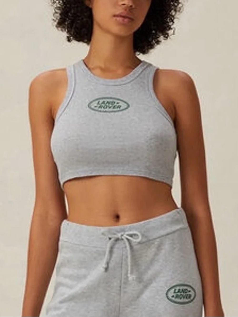 PacSun X Land Rover Gray Crop Tank with Green Logo